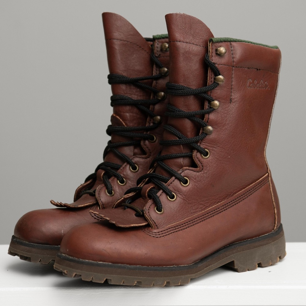 Cabela's Gore Tex Brown Leather Kiltie Hunting Boots Rare Style GorpCore Rugged